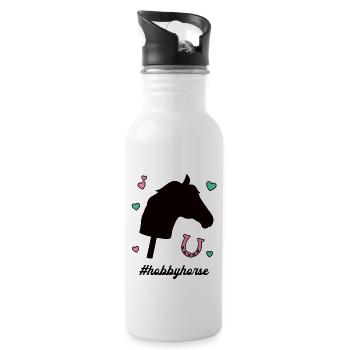 Hobbyhorse Steckenpferde Reiten Pferd Hobby Horse - Trinkflasche mit integriertem Trinkhalm - Weiß - Rechts