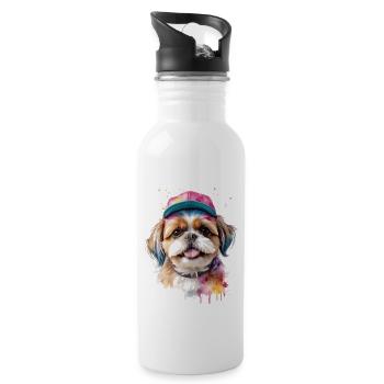 Shih Tzu Snapback Cap Hund Lustig Tier Print - Trinkflasche mit integriertem Trinkhalm - Weiß - Rechts