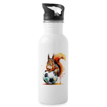 Écureuil Football Coloré Allemagne Design Print - Gourde avec paille intégrée - blanc - Droite