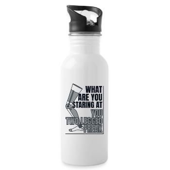 Two Legged Freak Artificial Legs User Leg - Water bottle with straw - white - Right