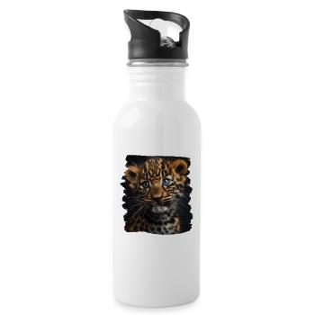 Amur Leopard Amurleoparden Amurleopard - Water bottle with straw - white - Right