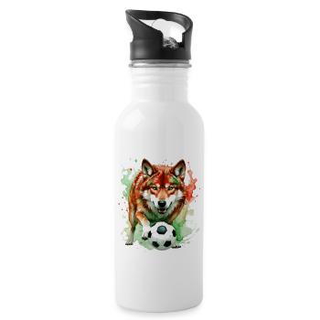 Wolf Football Colorful Italy Animal Design Print - Water bottle with straw - white - Right