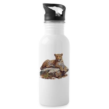 Amur Leopard Amurleoparden Amurleopard - Water bottle with straw - white - Right