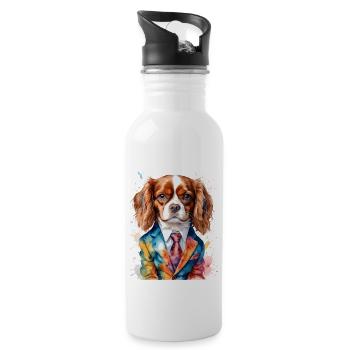 Cavalier King Charles Spaniel Costume Imprimé Chien - Gourde avec paille intégrée - blanc - Droite