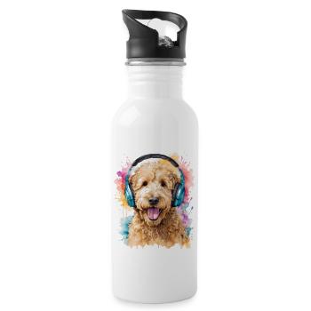 Goldendoodle Casque Chien Animal Design Imprimer - Gourde avec paille intégrée - blanc - Droite