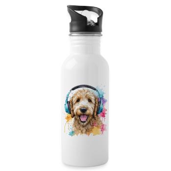 Goldendoodle Casque Chien Animal Design Imprimer - Gourde avec paille intégrée - blanc - Droite