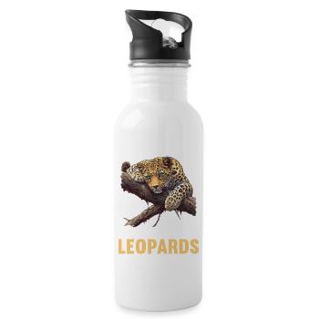 Leoparden Leopard - Trinkflasche mit integriertem Trinkhalm - Weiß - Rechts