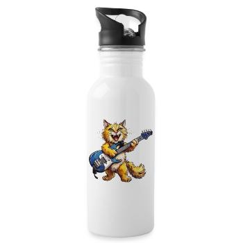 CAT GUITAR - Water bottle with straw - white - Right