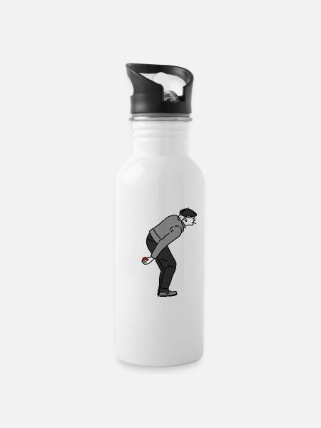 Petanque Player Right-Handed - Water bottle with straw - white