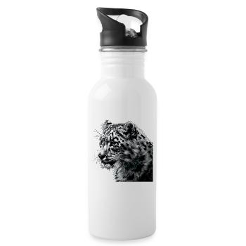 Snow Leopard Schneeleoparden Schneeleopard - Water bottle with straw - white - Right