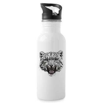 Snow Leopard Schneeleoparden Schneeleopard - Water bottle with straw - white - Right