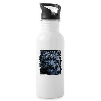 Snow Leopard Schneeleoparden Schneeleopard - Water bottle with straw - white - Right