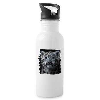 Snow Leopard Schneeleoparden Schneeleopard - Water bottle with straw - white - Right