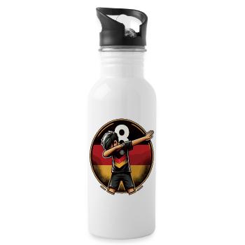 8 Years Boy Soccer Black Red Gold - Water bottle with straw - white - Right