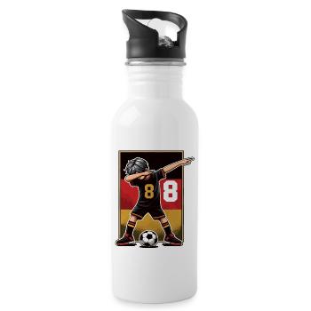 8 Years Boy Soccer Black Red Gold - Water bottle with straw - white - Right