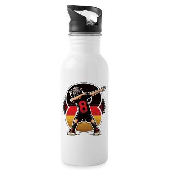 8 Years Boy Soccer Black Red Gold - Water bottle with straw - white - Right