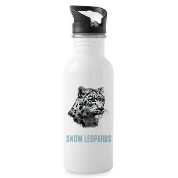 Snow Leopard Schneeleoparden Schneeleopard - Water bottle with straw - white - Right