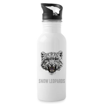 Snow Leopard Schneeleoparden Schneeleopard - Water bottle with straw - white - Right