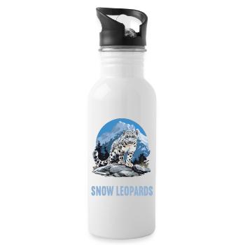 Snow Leopard Schneeleoparden Schneeleopard - Water bottle with straw - white - Right