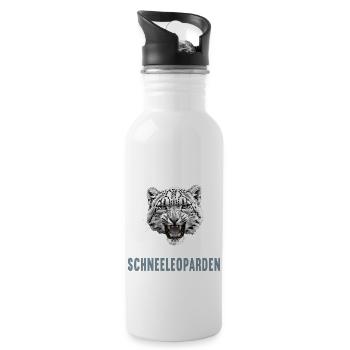 Snow Leopard Schneeleoparden Schneeleopard - Water bottle with straw - white - Right