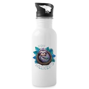 WOCHENENDE GENIESSEN - Trinkflasche mit integriertem Trinkhalm - Weiß - Rechts