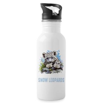 Snow Leopard Schneeleoparden Schneeleopard - Water bottle with straw - white - Right