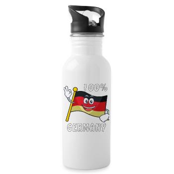 GERMANY 100% FLAG - Water bottle with straw - white - Right