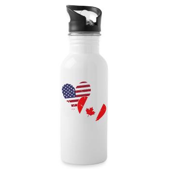 USA Canada Heart Country Flag American Canadian - Trinkflasche mit integriertem Trinkhalm - Weiß - Rechts