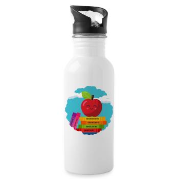 Buntes Schulanfang-Design für Kinder Einschulung - Trinkflasche mit integriertem Trinkhalm - Weiß - Rechts