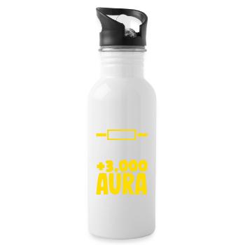 Avoided Small Talk? +3000 Aura - Trinkflasche mit integriertem Trinkhalm - Weiß - Rechts