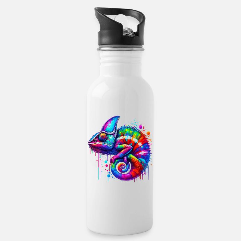 Caméléon - Gourde avec paille intégrée - blanc