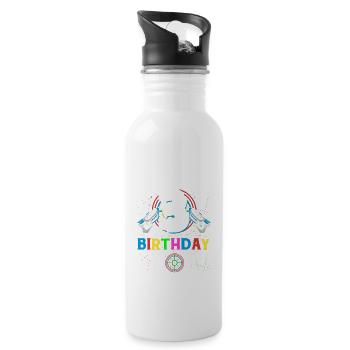 Lasertag Game On 3 Birthday Boy Indoor Laser Tag - Water bottle with straw - white - Right