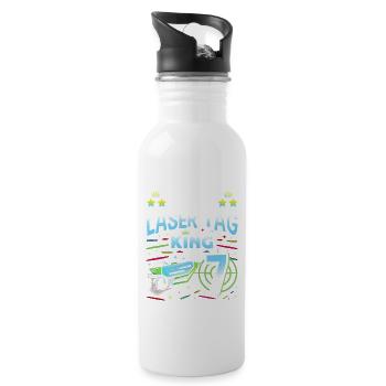 Lasertag King Is 7 Birthday Boy Indoor Laser Tag - Water bottle with straw - white - Right
