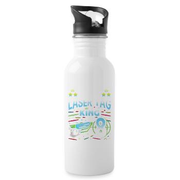 Lasertag King Is 8 Birthday Boy Indoor Laser Tag - Water bottle with straw - white - Right