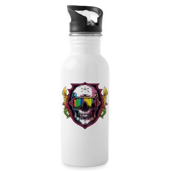 Ski Ski Goggles Skull - Water bottle with straw - white - Right