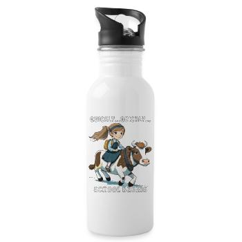 GIRL COW QUICKLY... SCHOOL BEGINS - Water bottle with straw - white - Right