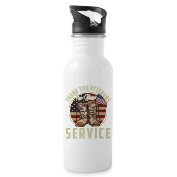 Thank You Veterans For Your Service Veterans Day - Trinkflasche mit integriertem Trinkhalm - Weiß - Rechts