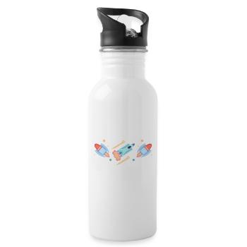 School 1. Grade - Trinkflasche mit integriertem Trinkhalm - Weiß - Rechts