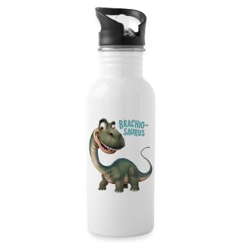 DINOSAURS, BRACHIO SAURUS - Water bottle with straw - white - Right