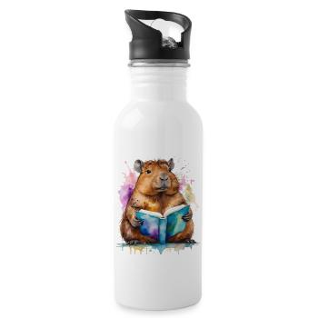 Livre de lecture Capybara Capy Imprimé de conception animale colorée - Gourde avec paille intégrée - blanc - Droite