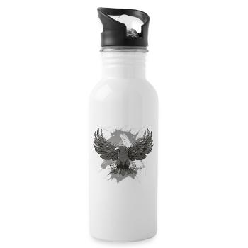 Halloween Crow Crows Raven Occult Birds - Water bottle with straw - white - Right