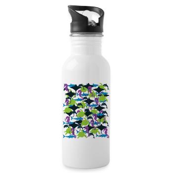 Ocean Camouflage – marine life in camouflage style - Water bottle with straw - white - Right