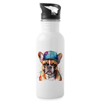 Casquette Bouledogue Français Snapback Frenchie Dog - Gourde avec paille intégrée - blanc - Droite
