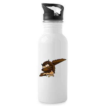 Dabbing Owl Funny Bird Of Prey Nocturnal Pun Bird - Water bottle with straw - white - Right