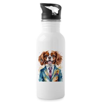 Cavalier King Charles Spaniel Costume Imprimé Chien - Gourde avec paille intégrée - blanc - Droite