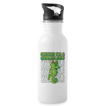 Fais semblant d’être un caméléon amoureux de la panthère voilée - Gourde avec paille intégrée - blanc - Droite