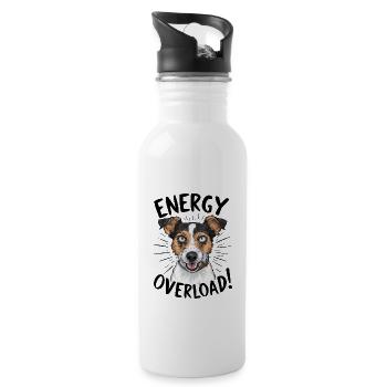 Foxterrier Hund High Energy - Trinkflasche mit integriertem Trinkhalm - Weiß - Rechts