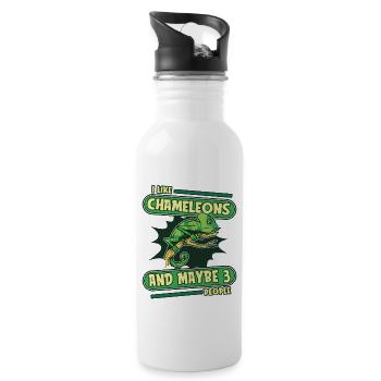 J’aime Chameleons And Maybe 3 People Panther - Gourde avec paille intégrée - blanc - Droite