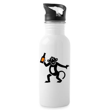 Bière de singe drôle - Gourde avec paille intégrée - blanc - Droite