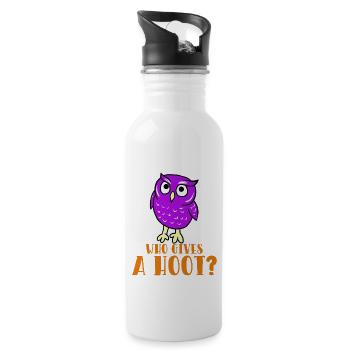 Who Gives A Hoot Funny Owl Nocturnal Predator Bird - Water bottle with straw - white - Right